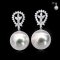 14.5 mm and 14.8 mm, White South Sea Pearl, "Kotinos" Collection Dangle Pearl Stud Earrings