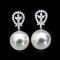 14.5 mm and 14.8 mm, White South Sea Pearl, "Kotinos" Collection Dangle Pearl Stud Earrings