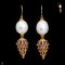 Approx. 11.0 - 12.0 mm, White South Sea Pearl, "Lantern of Live" Fish Hooks Pearl Earrings