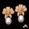 13.67 mm and 13.82 mm, White South Sea Pearl, "Royal Orchid" Collection Dangle Pearl Stud Earrings