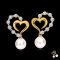 Approx. 7.9 - 8.0 mm, Akoya Pearl, "Luminous Love" Collection Dangle Pearl Stud Earrings