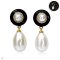 Approx. 4.0 mm and 8.0 mm, Freshwater Pearl, "Midnight Glow" Dangle Pearl Stud Earrings