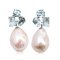 16.4 mm and 16.6 mm, Freshwater Pearl, Aquamarine Three Stones Fancy Shape Dangle Pearl Stud Earrings