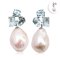 16.4 mm and 16.6 mm, Freshwater Pearl, Aquamarine Three Stones Fancy Shape Dangle Pearl Stud Earrings