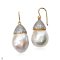 Approx. 15.0-16.0 mm, Ripple Pearl, Fish Hooks with Giant Cup CZ Paved Pearl Earrings