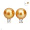 Approx. 10.0 mm, Gold South Sea Pearl, "Diamond and Pearl" Stud Pearl Earrings