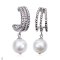 Approx. 9.0 mm, Freshwater Pearl, Three Stripes Curve Pearl Stud Earrings