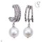 Approx. 9.0 mm, Freshwater Pearl, Three Stripes Curve Pearl Stud Earrings