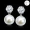 Approx. 10.0 mm, Edison Pearl, Six Prongs Round Brilliant Moissanite with Pearl Jacket Stud