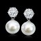 Approx. 10.0 mm, Edison Pearl, Six Prongs Round Brilliant Moissanite with Pearl Jacket Stud
