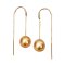 10.9 - 11.0 mm, Gold South Sea Pearl, Curve Threader Dangle Pearl Chain Earrings