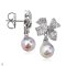 Approx. 8.0 - 9.0 mm, Akoya Pearl, Bow CZ Paved Dangle Pearl Stud Earrings