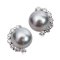 10.16 mm and 10.17 mm, Tahitian Pearl, Half Halo Diamond Solitaire Pearl Stud Earrings
