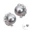 10.16 mm and 10.17 mm, Tahitian Pearl, Half Halo Diamond Solitaire Pearl Stud Earrings