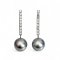 Approx. 11.0 - 12.0 mm, Tahitian Pearl, Diamond Row Dangle Pearl Stud Earrings