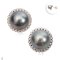Approx. 10.0 mm, Tahitian Pearl, Double Halo Diamond Pearl Stud Earrings