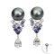 14.35 mm and 14.64 mm, Tahitian Pearl, Moissanite Chandelier Pearl Stud Earrings