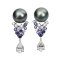 14.35 mm and 14.64 mm, Tahitian Pearl, Moissanite Chandelier Pearl Stud Earrings