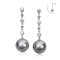 11.43 mm and 11.54 mm, Tahitian Pearl, Alternating Sizes Diamond Stripe Dangle Pearl Stud Earrings