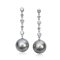 11.43 mm and 11.54 mm, Tahitian Pearl, Alternating Sizes Diamond Stripe Dangle Pearl Stud Earrings