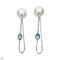 Approx. 10.0 - 11.0 mm, Edison Pearl, Pearl Stud Earrings with Swiss Blue Topaz Drop Chain Jacket