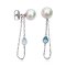 Approx. 10.0 - 11.0 mm, Edison Pearl, Pearl Stud Earrings with Swiss Blue Topaz Drop Chain Jacket