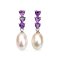 Approx. 8.0 mm, Freshwater Pearl, Heart Shaped Amethyst Stud Earrings with Pearl Jacket