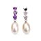 Approx. 8.0 mm, Freshwater Pearl, Heart Shaped Amethyst Stud Earrings with Pearl Jacket