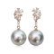 12.0 mm and 12.0 mm, Tahitian Pearl, Flower CZ Paved Dangle Pearl Stud Earrings