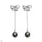 Approx. 7.9 - 8.0 mm, Tahitian Pearl, Bow Stud Earring with Dangle Chain Pearl