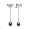 Approx. 7.9 - 8.0 mm, Tahitian Pearl, Bow Stud Earring with Dangle Chain Pearl