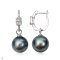 Approx. 11.0 - 13.0 mm, Tahitian Pearl, CZ Paved Latch Back Dangle Pearl Earrings
