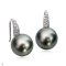 Approx. 11.0 - 12.0 mm, Tahitian Pearl, Fish Hooks Spoon CZ Paved Earrings