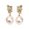 15.9 mm and 16.3 mm, Shangri - La Lot, Edison Pearl, Double Leavs CZ Paved Dangle Pearl Earrings