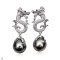 Approx. 11.0 mm, Tahitian Pearl, Dragon CZ Paved Dangle Pearl Stud Earrings