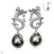 Approx. 11.0 mm, Tahitian Pearl, Dragon CZ Paved Dangle Pearl Stud Earrings