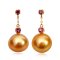 (PSL) Approx. 12.5 mm, Aurora Moon Rainbow, Rhodolite Dot Chain Dangle Pearl Stud Earrings