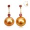 (PSL) Approx. 12.5 mm, Aurora Moon Rainbow, Rhodolite Dot Chain Dangle Pearl Stud Earrings