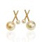 Approx. 4.0 mm and 8.0 mm, Cross Stick Two Pearl Stud Earrings