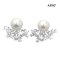 Approx. 11.0 mm, Edison Pearl, Stud Earrings with Cluster CZ Jacket