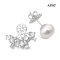Approx. 11.0 mm, Edison Pearl, Stud Earrings with Cluster CZ Jacket