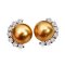 10.0 mm and 10.0 mm, Gold South Sea Pearl, Half Halo Diamond Pearl Stud Earrings
