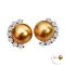 10.0 mm and 10.0 mm, Gold South Sea Pearl, Half Halo Diamond Pearl Stud Earrings