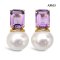 Approx. 11.0 mm, Edison Pearl, Petra Amethyst Pearl Stud Earrings