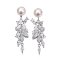 Approx. 6.5 - 7.0 mm, Akoya Pearl, Dangle CZ Leaves Pearl Stud Earrings