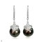 Approx. 12.0 mm, Tahitian Pearl, Diamond Shape Cap CZ Paved Latch Back Earrings