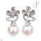 Approx. 10.0 mm, Edison Pearl, Ribbon CZ Paved Pearl Stud Earrings