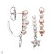 Approx. 2.0-4.0 mm, Freshwater Pearl, Two Stripes Pearl Row Dangle Star Stud Earrings