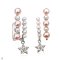 Approx. 2.0-4.0 mm, Freshwater Pearl, Two Stripes Pearl Row Dangle Star Stud Earrings