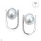 Approx. 9.0 mm, White South Sea Pearl, U Shape CZ Paved Pearl Latch Back Earrings